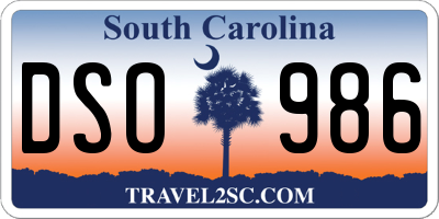 SC license plate DSO986