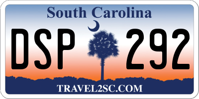 SC license plate DSP292