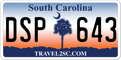 SC license plate DSP643