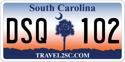 SC license plate DSQ102