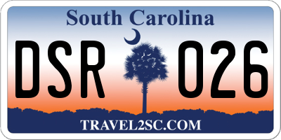 SC license plate DSR026