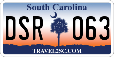 SC license plate DSR063