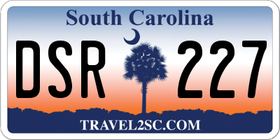 SC license plate DSR227