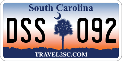 SC license plate DSS092