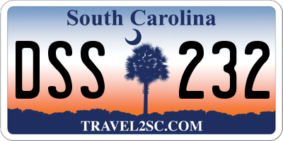 SC license plate DSS232