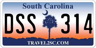 SC license plate DSS314