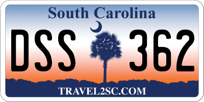 SC license plate DSS362