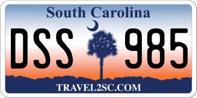 SC license plate DSS985
