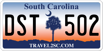 SC license plate DST502