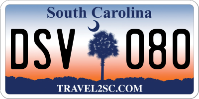 SC license plate DSV080