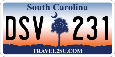 SC license plate DSV231