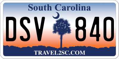 SC license plate DSV840