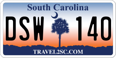 SC license plate DSW140