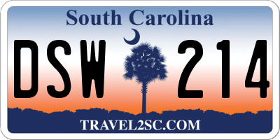 SC license plate DSW214