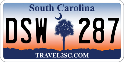 SC license plate DSW287