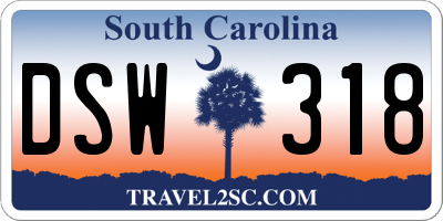 SC license plate DSW318
