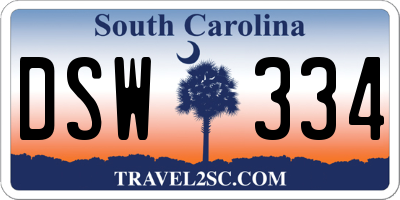 SC license plate DSW334