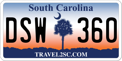 SC license plate DSW360
