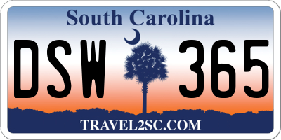 SC license plate DSW365