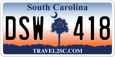 SC license plate DSW418