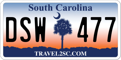 SC license plate DSW477
