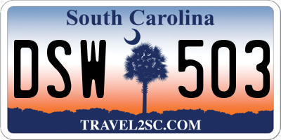 SC license plate DSW503