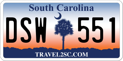 SC license plate DSW551
