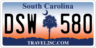 SC license plate DSW580