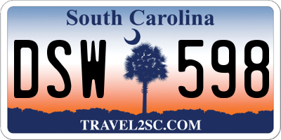 SC license plate DSW598