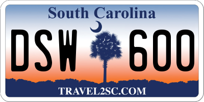 SC license plate DSW600