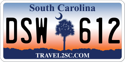 SC license plate DSW612