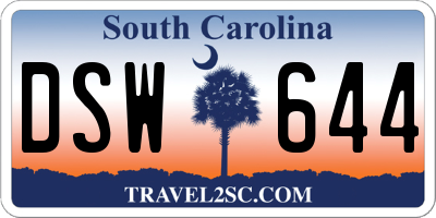 SC license plate DSW644