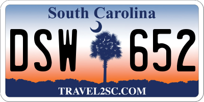 SC license plate DSW652