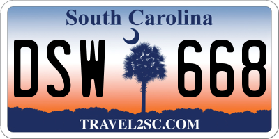 SC license plate DSW668