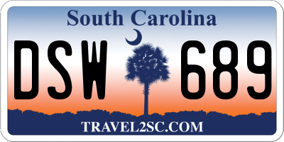 SC license plate DSW689