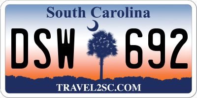 SC license plate DSW692