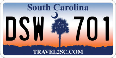 SC license plate DSW701