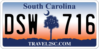 SC license plate DSW716