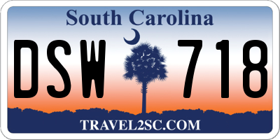 SC license plate DSW718