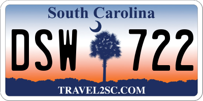 SC license plate DSW722