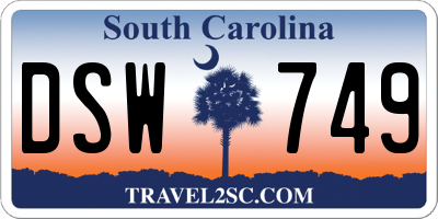 SC license plate DSW749