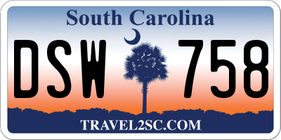 SC license plate DSW758