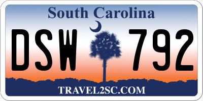 SC license plate DSW792
