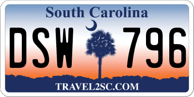SC license plate DSW796