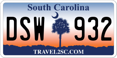 SC license plate DSW932