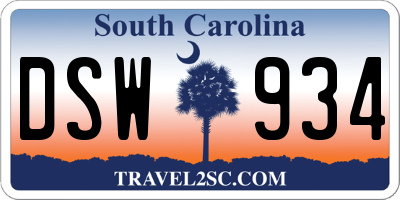 SC license plate DSW934