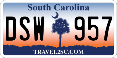 SC license plate DSW957