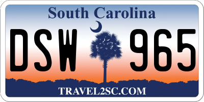 SC license plate DSW965