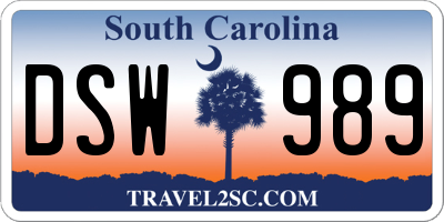 SC license plate DSW989