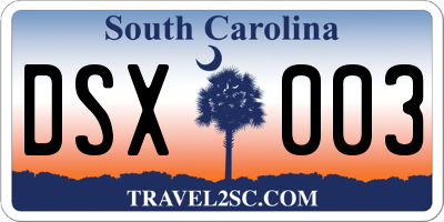 SC license plate DSX003